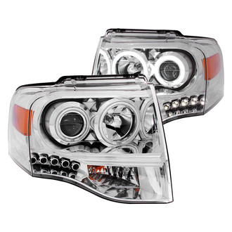 Anzo® - Driver and Passenger Side Chrome CCFL Halo Projector Headlights with Parking LEDs
