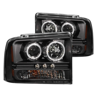 Anzo® - Driver and Passenger Side Black CCFL Halo Projector Headlights with Parking LEDs