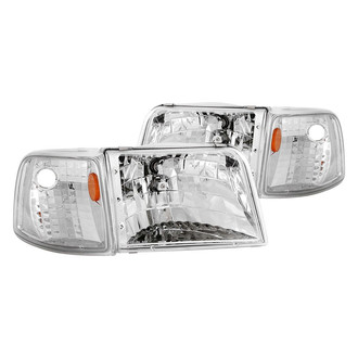 Anzo® - Driver and Passenger Side Chrome Euro Headlights with Corner Lights