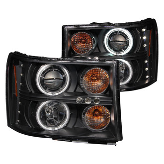 Anzo® - Driver and Passenger Side Black CCFL Halo Projector Headlights with Parking LEDs