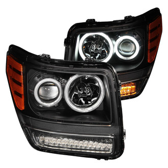 Anzo® - Driver and Passenger Side Black CCFL Halo Projector Headlights with LED Turn Signal/Parking Lights
