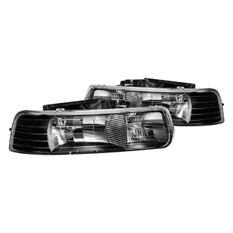 Anzo® - Driver and Passenger Side Black Euro Headlights