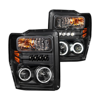 Anzo® - Driver and Passenger Side Black CCFL Halo Projector Headlights with Parking LEDs