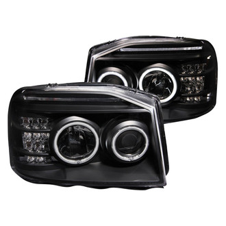 Anzo® - Driver and Passenger Side Black CCFL Halo Projector Headlights with LED Turn Signal Lights