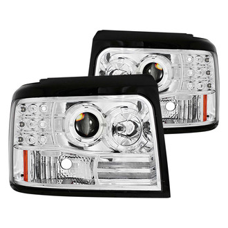 Anzo® - Driver and Passenger Side Chrome Halo Projector Headlights with Parking LEDs