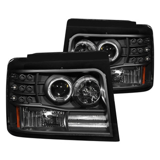 Anzo® - Driver and Passenger Side Black Halo Projector Headlights with Parking LEDs
