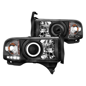 Anzo® - Driver and Passenger Side Black Halo Projector Headlights with Parking LEDs