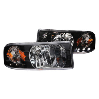 Anzo® - Driver and Passenger Side Black Euro Headlights with Parking LEDs