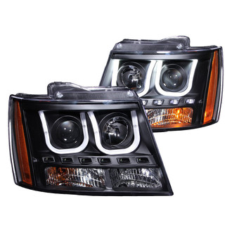 Anzo® - Driver and Passenger Side Black U-Bar™ Projector Headlights with LED DRL