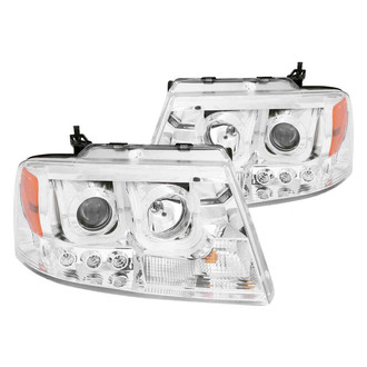 Anzo® - Driver and Passenger Side Chrome U-Bar™ Projector Headlights with LED DRL