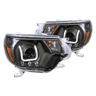Anzo® - Driver and Passenger Side Black U-Bar™ Projector Headlights with LED DRL