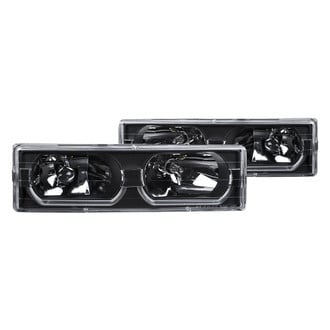 Anzo® - Driver and Passenger Side Black Euro Headlights with Low Brow