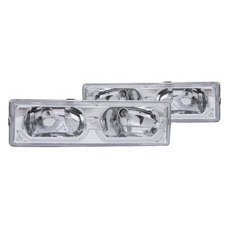 Anzo® - Driver and Passenger Side Chrome Euro Headlights with Low Brow