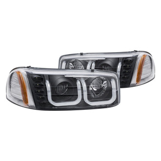 Anzo® - Driver and Passenger Side Black U-Bar™ Projector Headlights with LED DRL