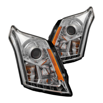 Anzo® - Plank Style Driver and Passenger Side Chrome Projector Headlights with Parking LEDs