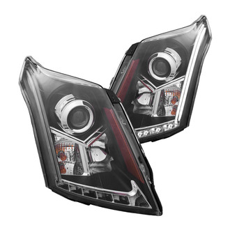 Anzo® - Plank Style Driver and Passenger Side Black Projector Headlights with Parking LEDs