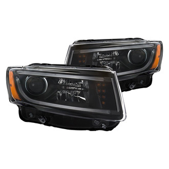 Anzo® - Plank Style Driver and Passenger Side Black DRL Bar Projector Headlights with LED Turn Signal