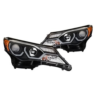 Anzo® - Plank Style Driver and Passenger Side Black U-Bar™ Projector Headlights with LED DRL