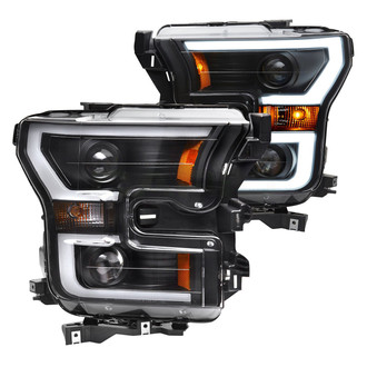 Anzo® - Plank Style Driver and Passenger Side Black LED U-Bar™ Projector Headlights