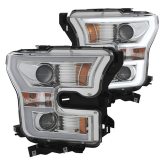 Anzo® - Plank Style Driver and Passenger Side Chrome LED U-Bar™ Projector Headlights