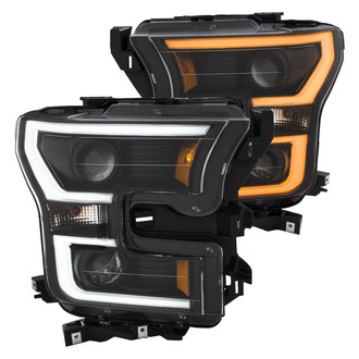 Anzo® - Plank Style Driver and Passenger Side Black Switchback LED U-Bar™ Projector Headlights