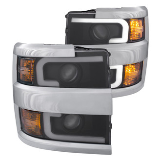 Anzo® - Plank Style Driver and Passenger Side Black LED U-Bar™ Projector Headlights