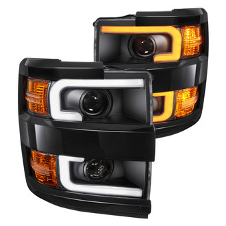 Anzo® - Plank Style Driver and Passenger Side Black Switchback LED U-Bar™ Projector Headlights
