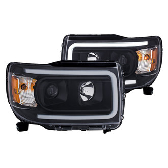 Anzo® - Plank Style Driver and Passenger Side Black LED U-Bar™ Projector Headlights
