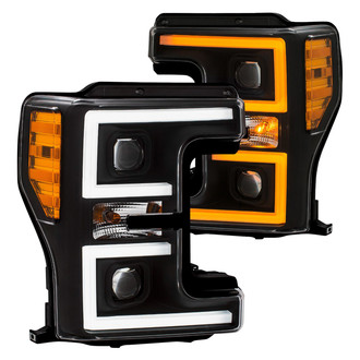 Anzo® - Plank Style Driver and Passenger Side Black Switchback LED U-Bar™ Projector Headlights