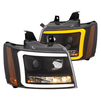 Anzo® - Plank Style Driver and Passenger Side Black Switchback LED U-Bar™ Projector Headlights