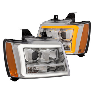 Anzo® - Plank Style Driver and Passenger Side Chrome Switchback LED U-Bar™ Projector Headlights