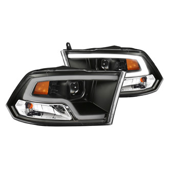 Anzo® - Plank Style Driver and Passenger Side Black LED DRL Bar Projector Headlights
