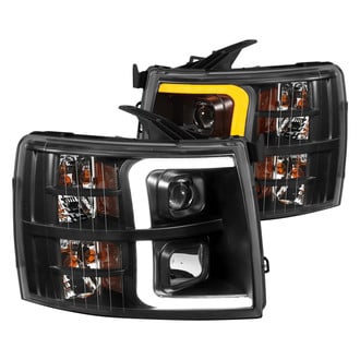 Anzo® - Plank Style Driver and Passenger Side Black Switchback LED U-Bar™ Projector Headlights