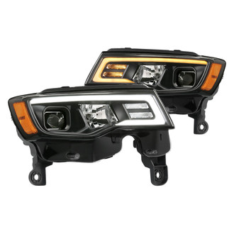 Anzo® - Plank Style Driver and Passenger Side Black Switchback LED U-Bar™ Projector Headlights