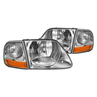 Anzo® - Driver and Passenger Side Chrome Euro Headlights with Parking Lights