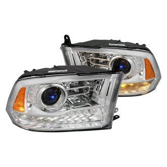 Anzo® - Plank Style Driver and Passenger Side Chrome Projector Headlights with Switchback LED DRL