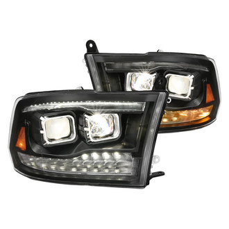 Anzo® - Driver and Passenger Side Black Projector Headlights with Switchback LED DRL
