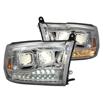 Anzo® - Driver and Passenger Side Chrome Projector Headlights with Switchback LED DRL