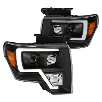 Anzo® - Plank Style Driver and Passenger Side Black LED U-Bar™ Projector Headlights