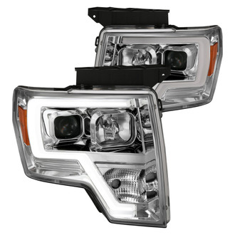 Anzo® - Plank Style Driver and Passenger Side Chrome LED U-Bar™ Projector Headlights