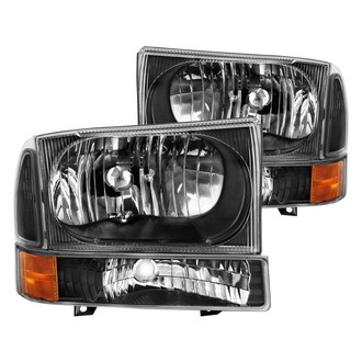 Anzo® - Driver and Passenger Side Black Euro Headlights with Corner Lights