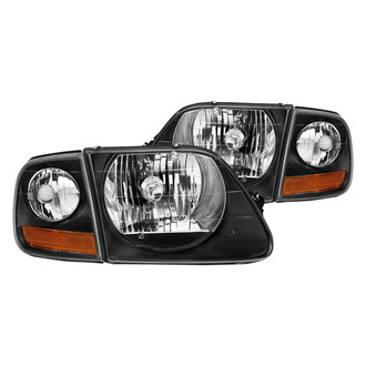 Anzo® - Driver and Passenger Side Black Euro Headlights with LED Parking Lights