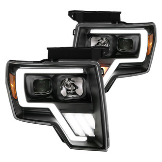 Anzo® - Plank Style Driver and Passenger Side Black Switchback LED U-Bar™ Projector Headlights