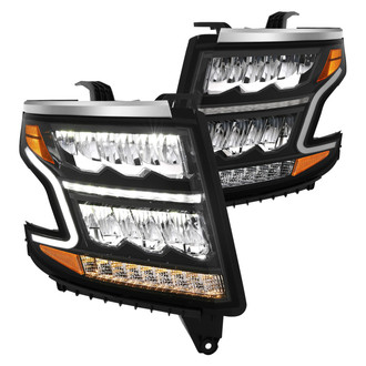 Anzo® - Plank Style Driver and Passenger Side Black DRL Bar LED Headlights with Sequential Turn Signal