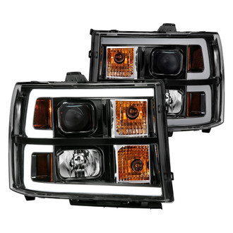 Anzo® - Plank Style Driver and Passenger Side Black LED U-Bar™ Projector Headlights