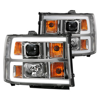 Anzo® - Plank Style Driver and Passenger Side Chrome LED U-Bar™ Projector Headlights