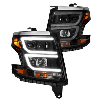 Anzo® - Plank Style Driver and Passenger Side Black LED U-Bar™ Projector Headlights