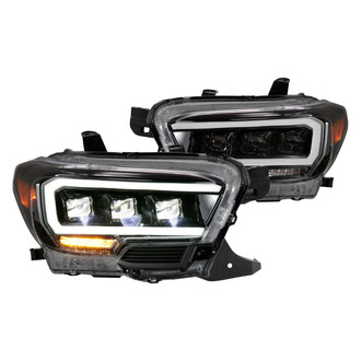 Anzo® - Plank Style Driver and Passenger Side Black DRL Bar Projector LED Headlights