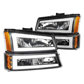 Anzo® - Plank Style Driver and Passenger Side Black LED U-Bar™ Headlights with Turn Signal/Parking Lights
