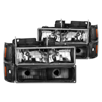 Anzo® - Driver and Passenger Side Chrome Euro Headlights with Turn Signal/Parking and Corner Lights